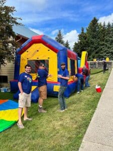 Bouncy house setup
