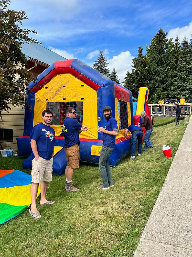 Bouncy house setup